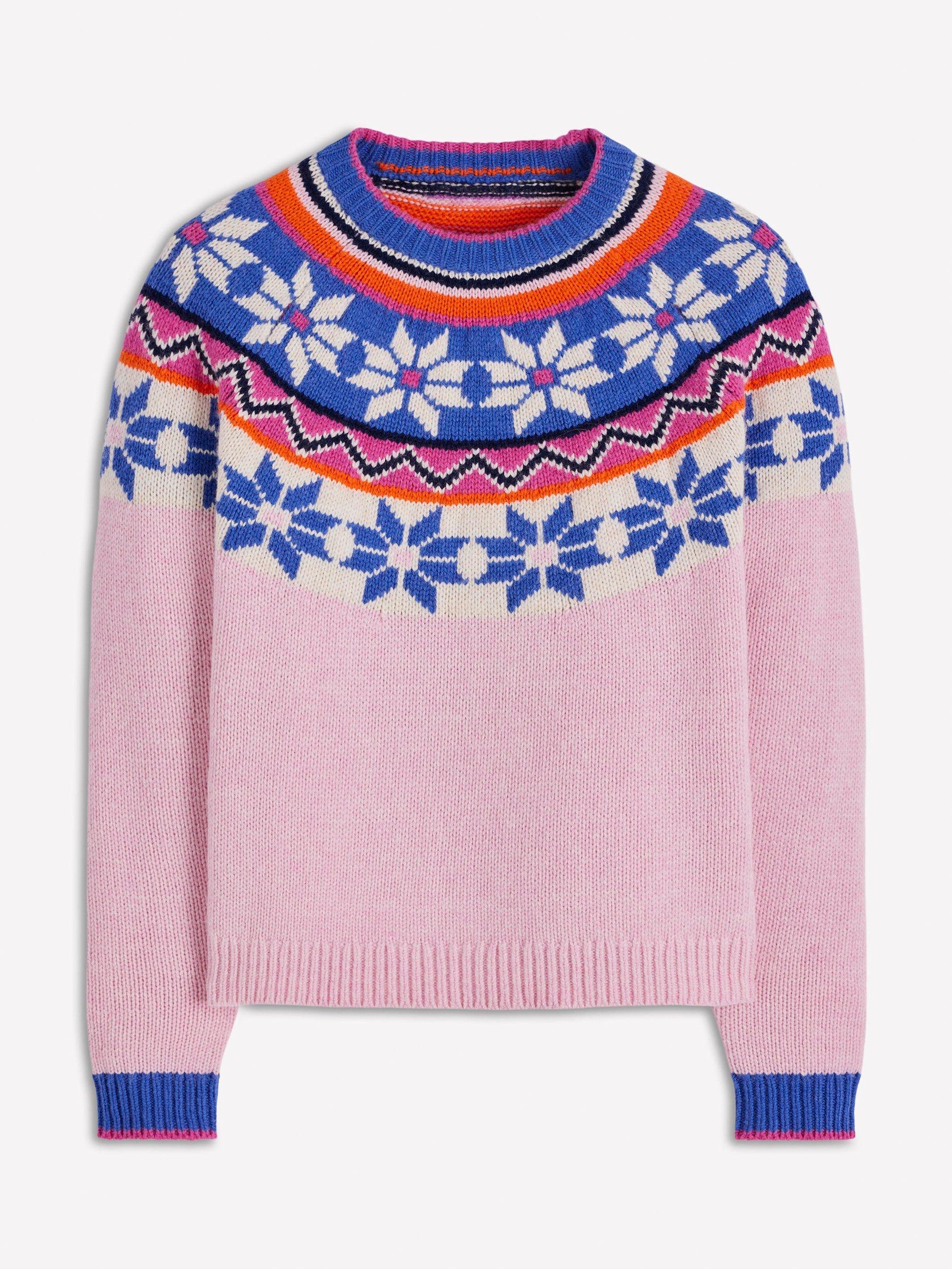 Product image 8 of 8, which shows Boden Eleanor Fair Isle Wool Blend Jumper, Meadowsweet Pink, XS