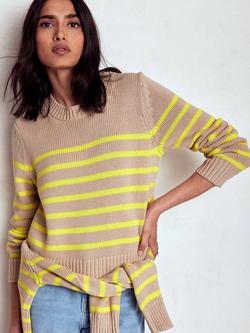 Boden Lucy Chunky Stripe Jumper, Camel/Multi, Camel/Multi