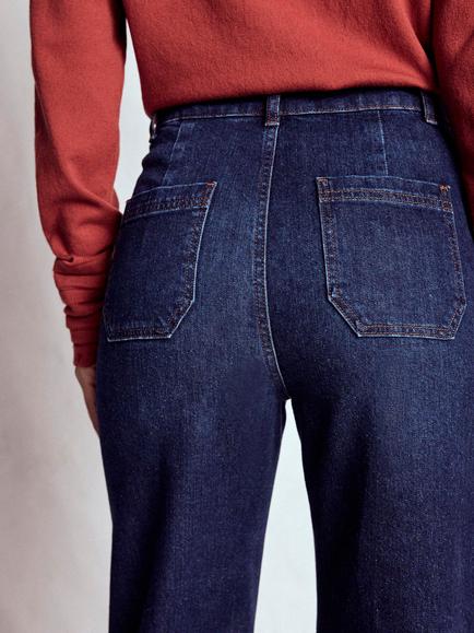 Boden Straight Leg Pocket Detail Jeans, Indigo - view 2, Indigo