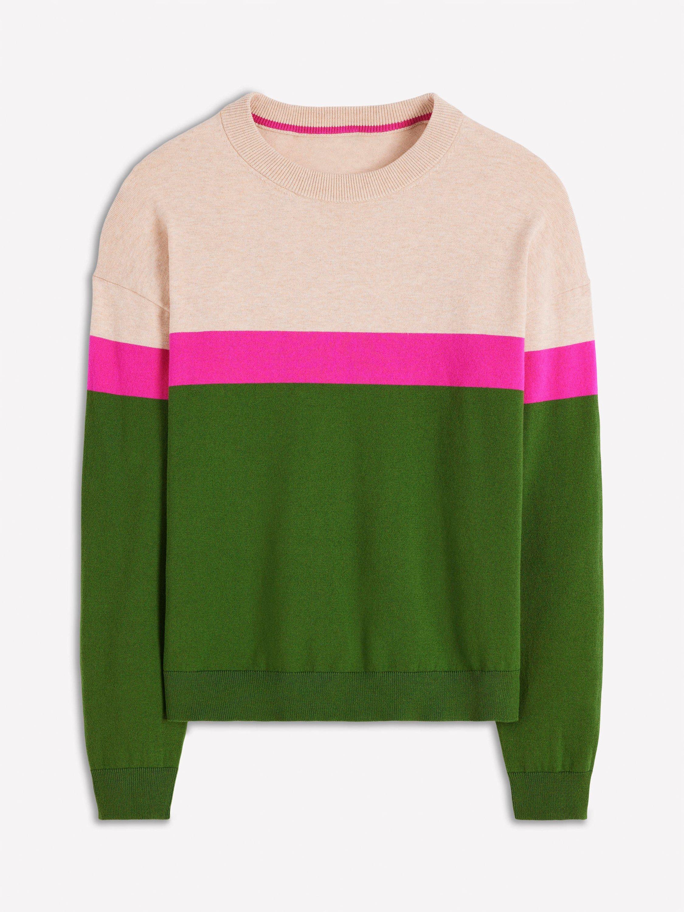 Product image 6 of 6, which shows Boden Lara Relaxed Stripe Jumper, Green/Pink, XS