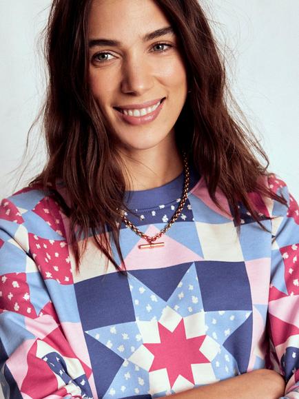 Boden Hannah Patchwork Sweatshirt, Multi - view 2, Multi