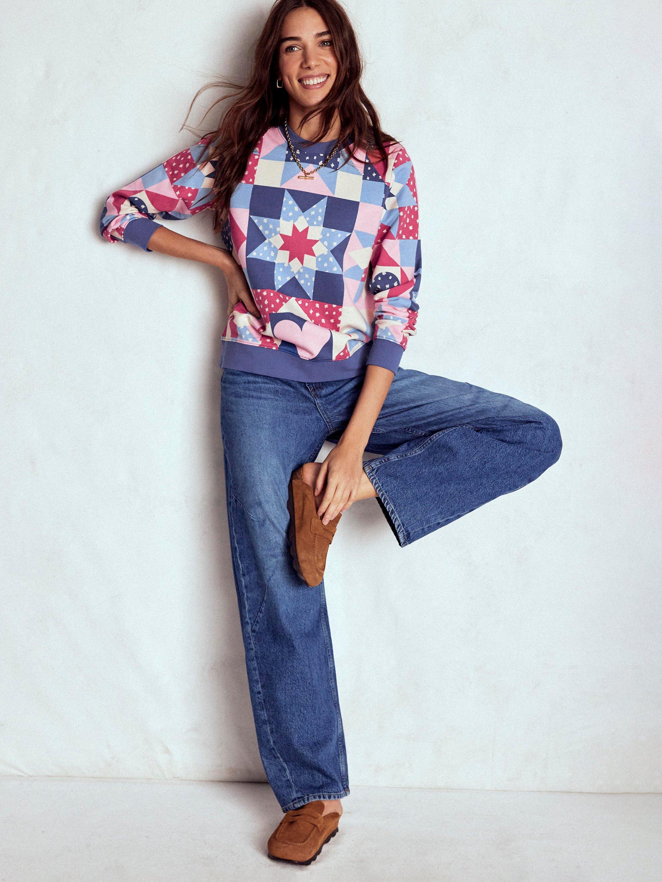 Product image 4 of 5, which shows Boden Hannah Patchwork Sweatshirt, Multi, XS