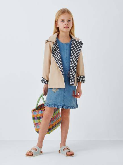 John Lewis Kids' Stitch Floral Denim Dress, Multi - view 2, Multi