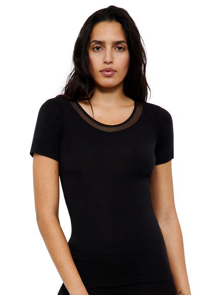 Femilet Juliana Thermal Merino Wool Short Sleeve Top, Black