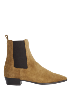 Dune London Parkas Suede Chisel Toe Low Heel Chelsea Boots, Taupe