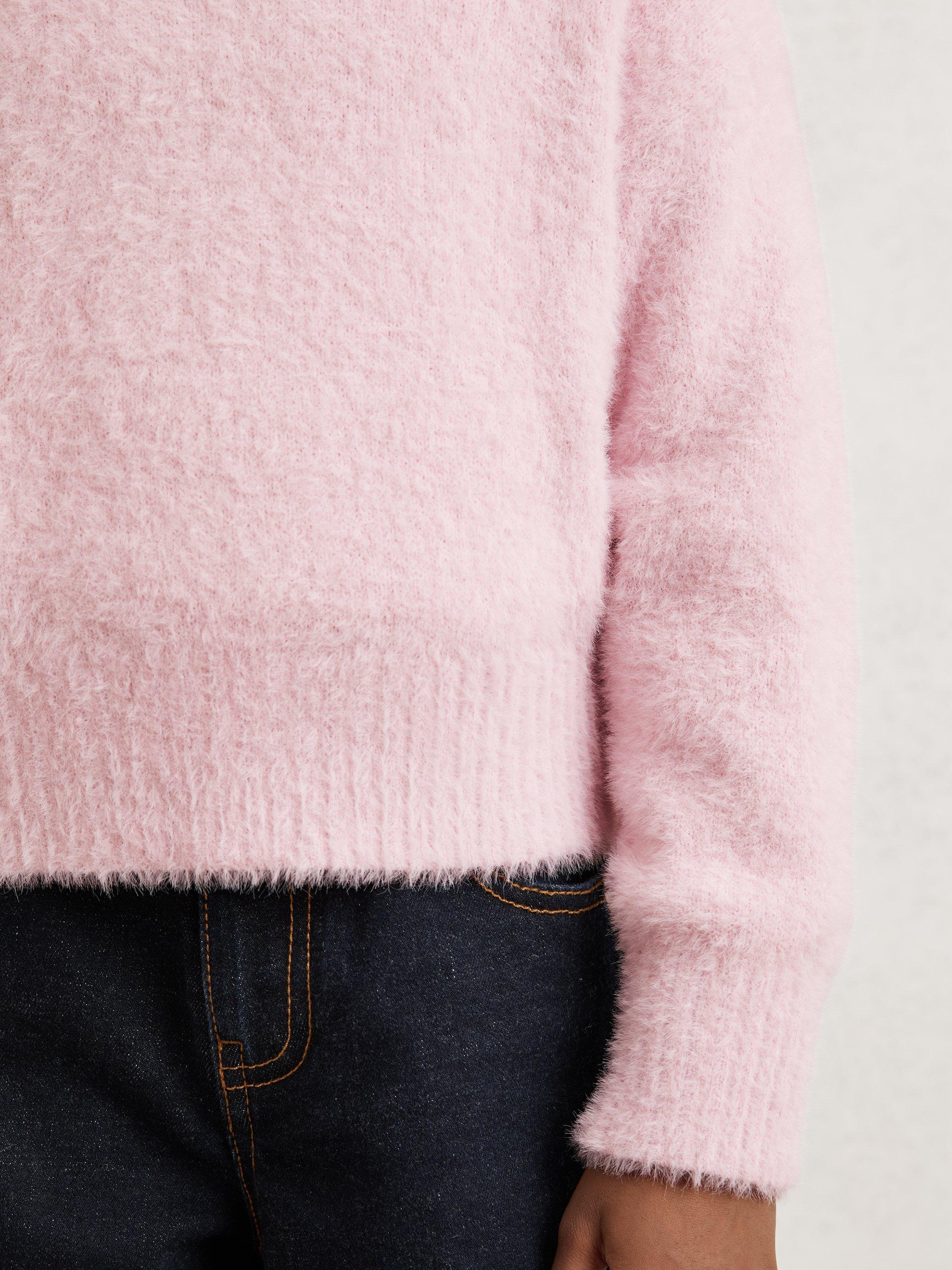 Product image 3 of 4, which shows Reiss Gracie Fluffy Crew Neck Jumper, Pink, 12-13 years