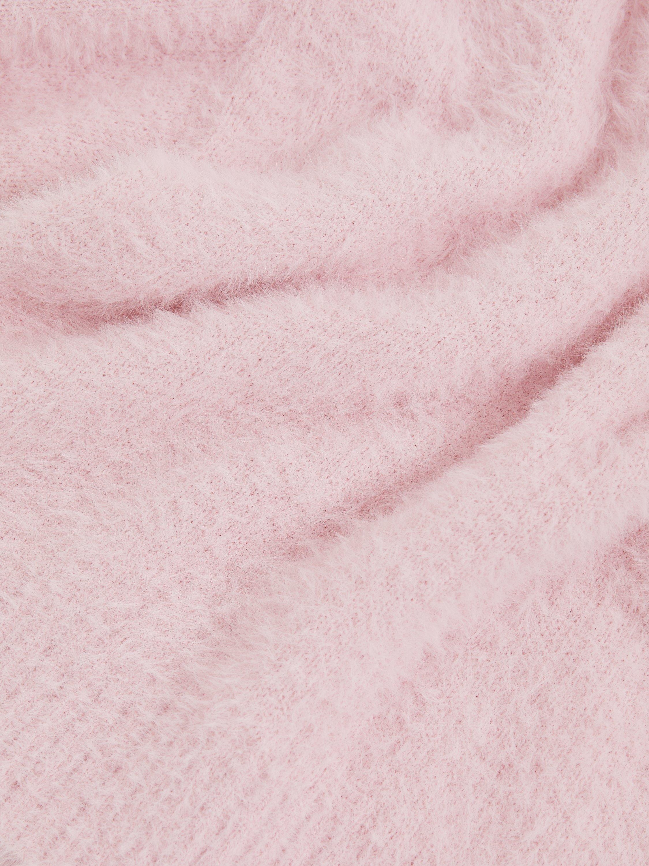 Product image 4 of 4, which shows Reiss Gracie Fluffy Crew Neck Jumper, Pink, 12-13 years