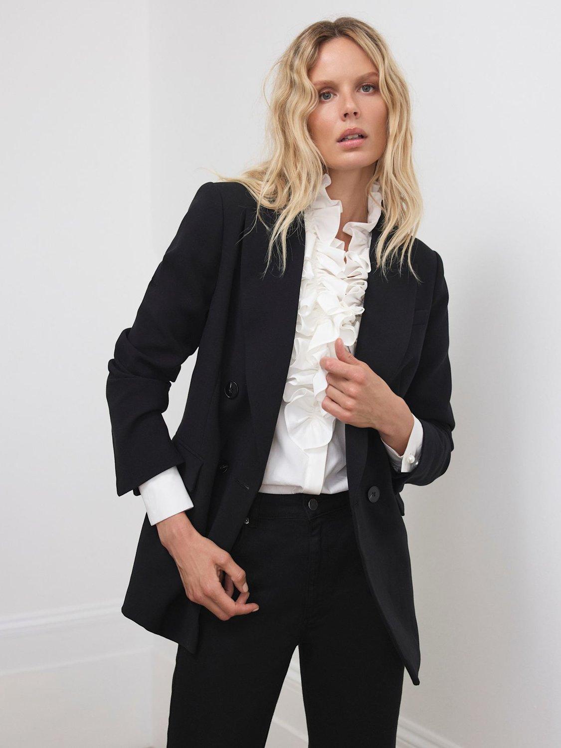 Product image 1 of 7, which shows Mint Velvet Double Breasted Blazer, Black, S