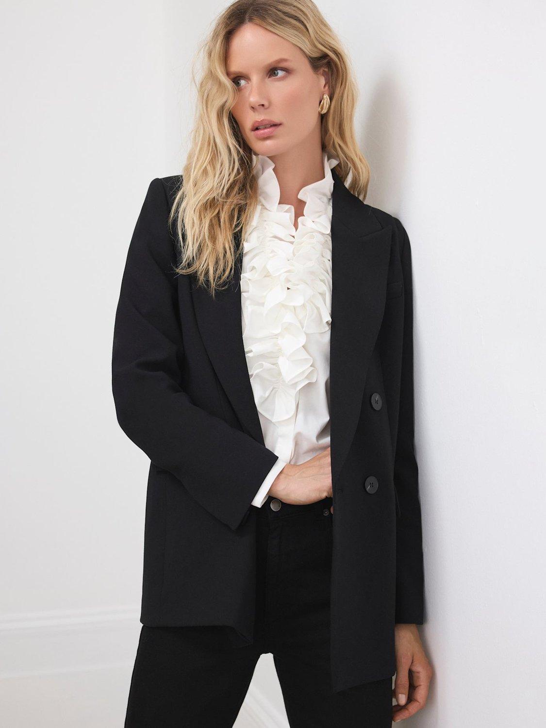 Product image 3 of 7, which shows Mint Velvet Double Breasted Blazer, Black, S