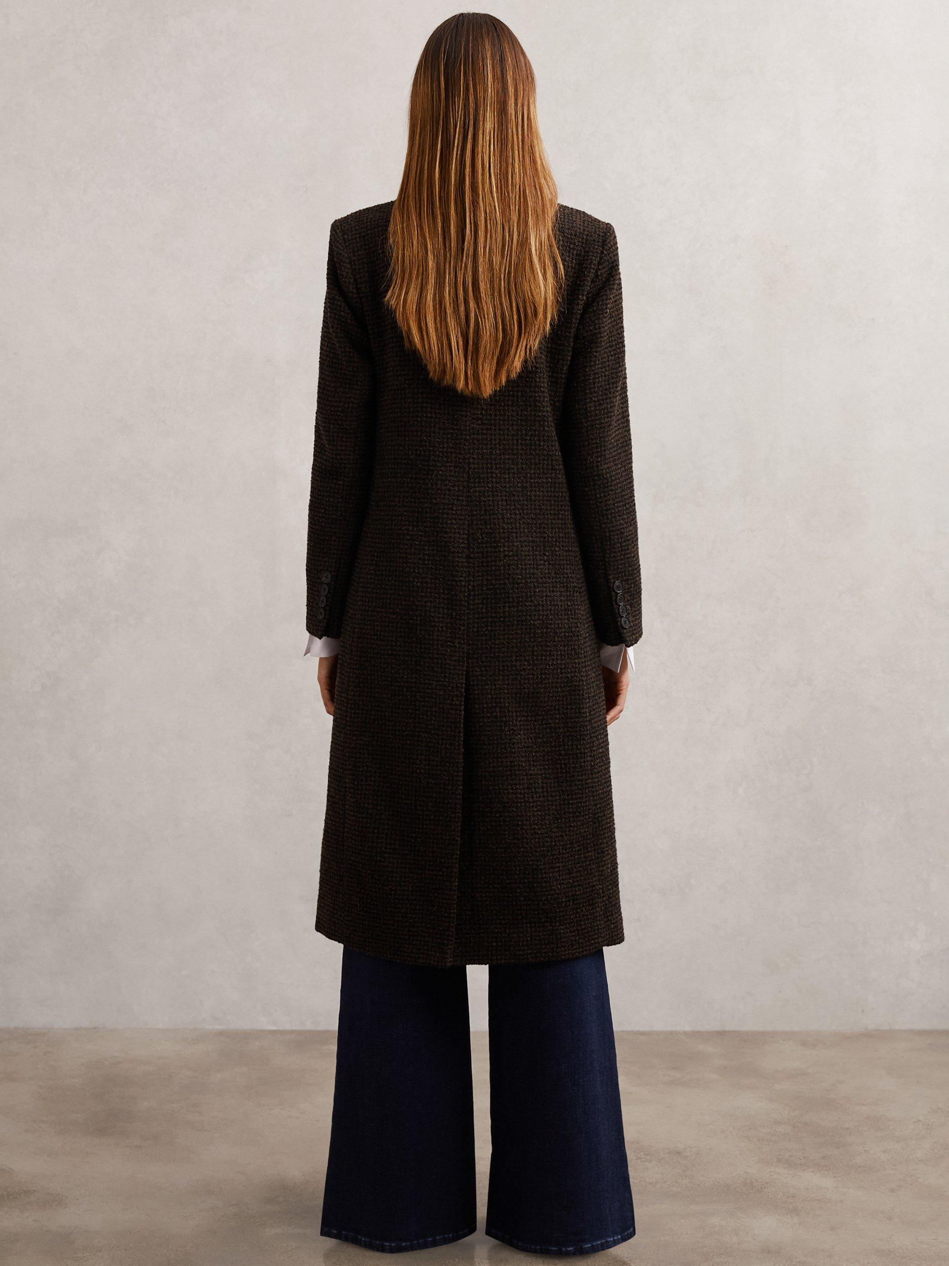 Product image 5 of 5, which shows Reiss Kai Wool Blend Longline Coat, Chocolate Brown, 6