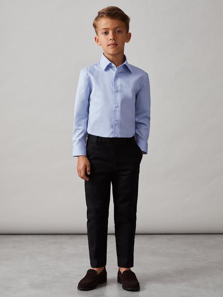 Reiss Kids' Remote Slim Fit Cotton Shirt, Soft Blue, Soft Blue