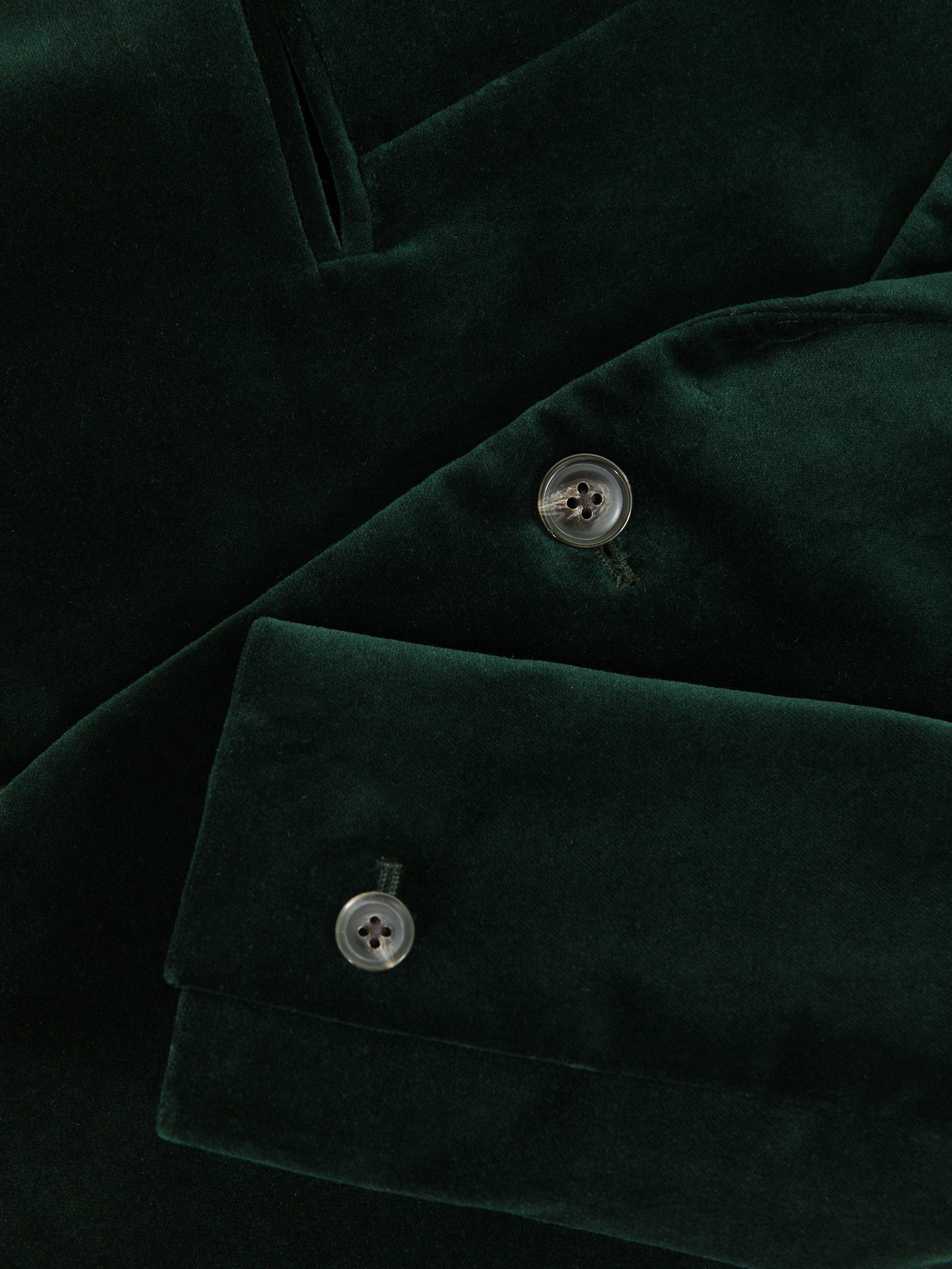 Product image 4 of 4, which shows Reiss Kids' Apsara Single Breasted Velvet Blazer, Green, 3-4 years