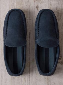 Chelsea Peers Suede Moccasin Slippers - view 2, Navy