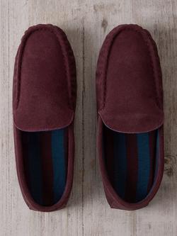 Chelsea Peers Suede Moccasin Slippers - view 2, Burgundy