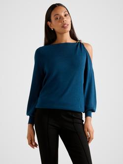 Forever New Alessia Cold Shoulder Jumper, Petrol Blue, Petrol Blue