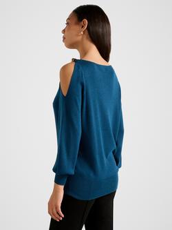 Forever New Alessia Cold Shoulder Jumper, Petrol Blue - view 2, Petrol Blue