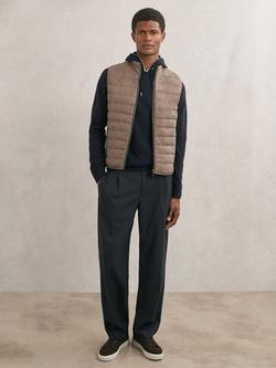 Reiss Field Brushed Jersey Quilted Gilet, Mocha Brown