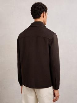 Reiss Net Wool Blend Overshirt, Brown - view 2, Brown