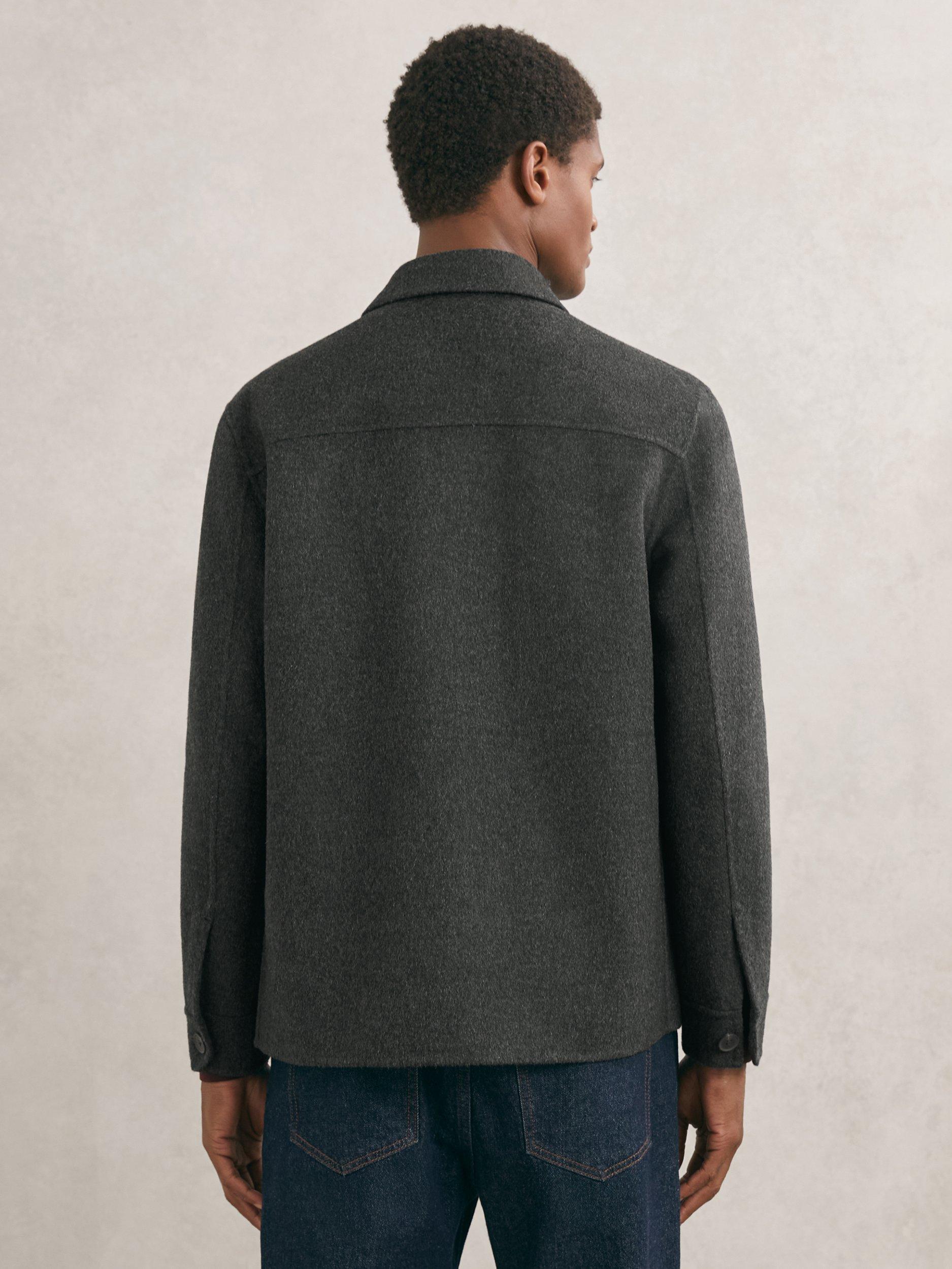 Product image 2 of 5, which shows Reiss Net Wool Blend Overshirt, Charcoal Grey, XS