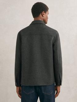 Reiss Net Wool Blend Overshirt, Charcoal Grey - view 2, Charcoal Grey