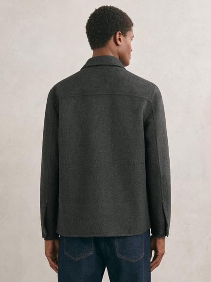 Reiss Net Wool Blend Overshirt, Charcoal Grey - view 2, Charcoal Grey