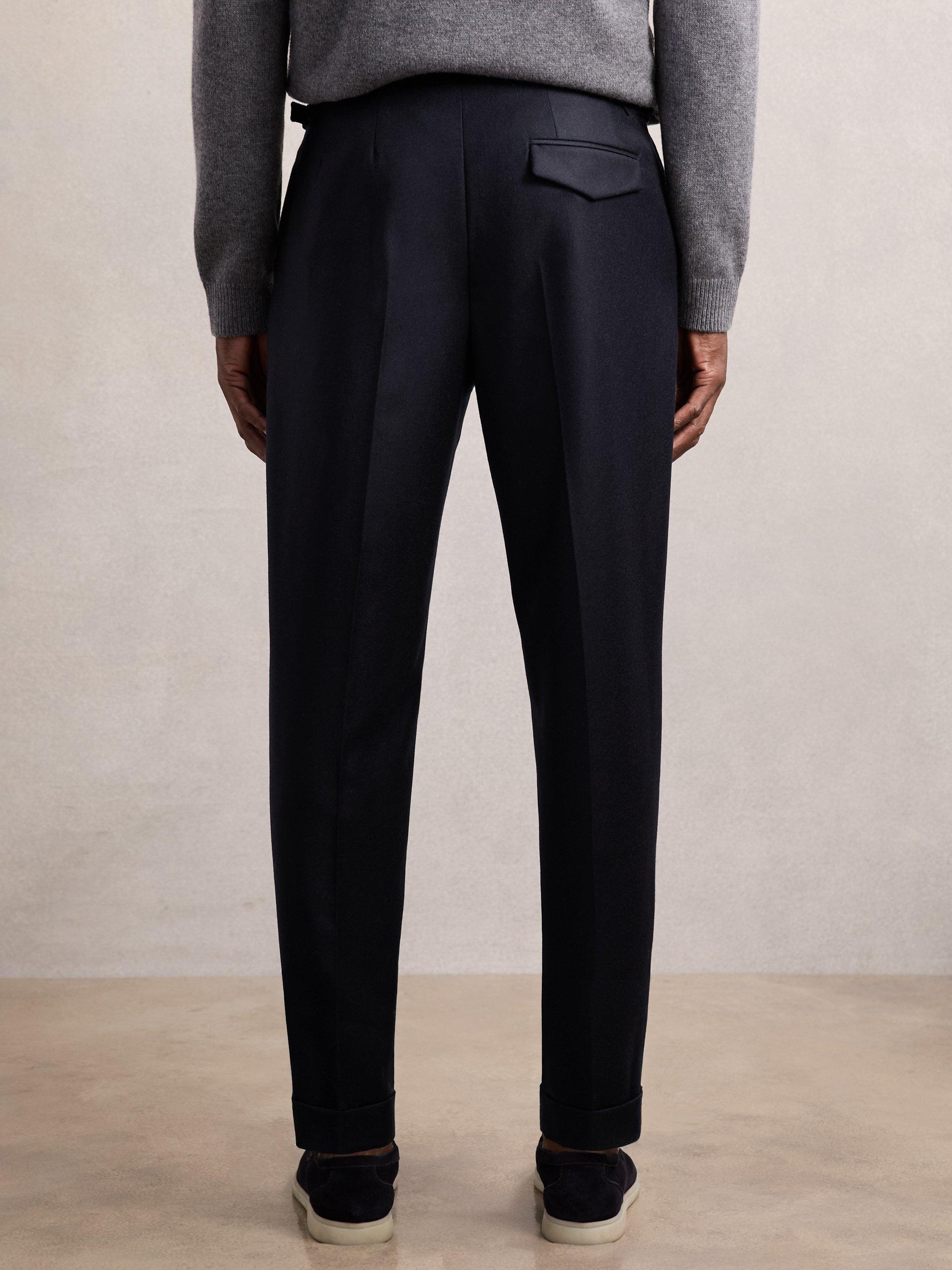 Product image 2 of 5, which shows Reiss Cantwell Tapered Trousers, Navy, 28R
