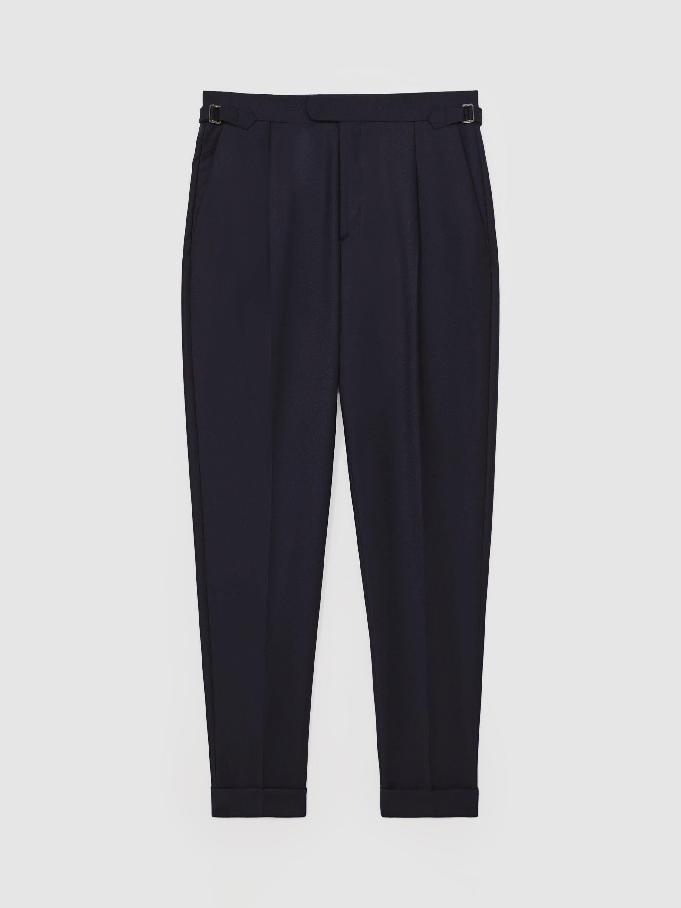 Product image 3 of 5, which shows Reiss Cantwell Tapered Trousers, Navy, 28R