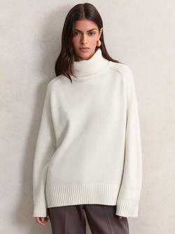 Reiss Brooklyn Wool Rich Roll Neck Jumper, Cream, Cream