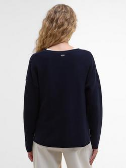 Barbour Marine Textured Knit Jumper, Dark Navy - view 2, Dark Navy