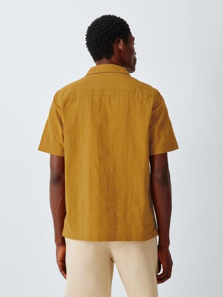 John Lewis Self Check Cotton Short Sleeve Shirt - view 2, Mustard