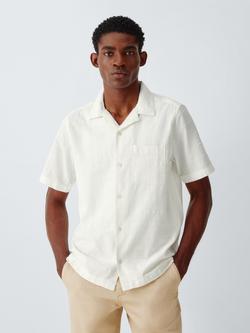 John Lewis Self Check Cotton Short Sleeve Shirt, White