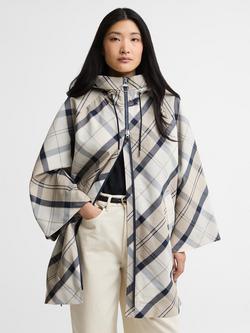 Barbour Kinsale Tartan Showerproof Cape, Beige/Navy, Beige/Navy