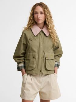 Barbour Icons Beadnell Cropped Jacket, Olive/Gardenia