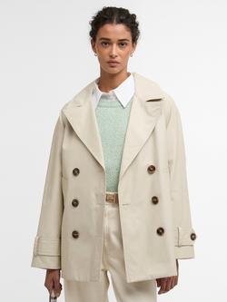 Barbour Maisy Double Breasted Showerproof Trench Coat, Mist/Navy Tartan, Mist/Navy Tartan