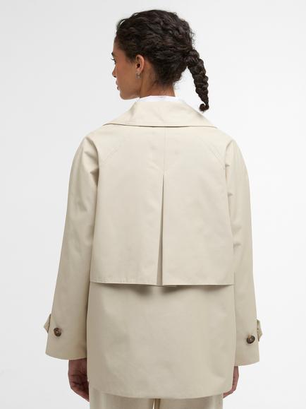Barbour Maisy Double Breasted Showerproof Trench Coat, Mist/Navy Tartan - view 2, Mist/Navy Tartan