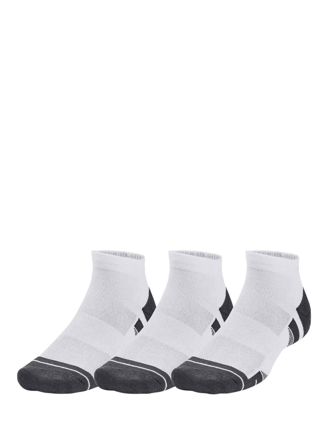 Product image 1 of 3, which shows Under Armour Per Tech Socks, Pack of 3, White / White / Jet, M