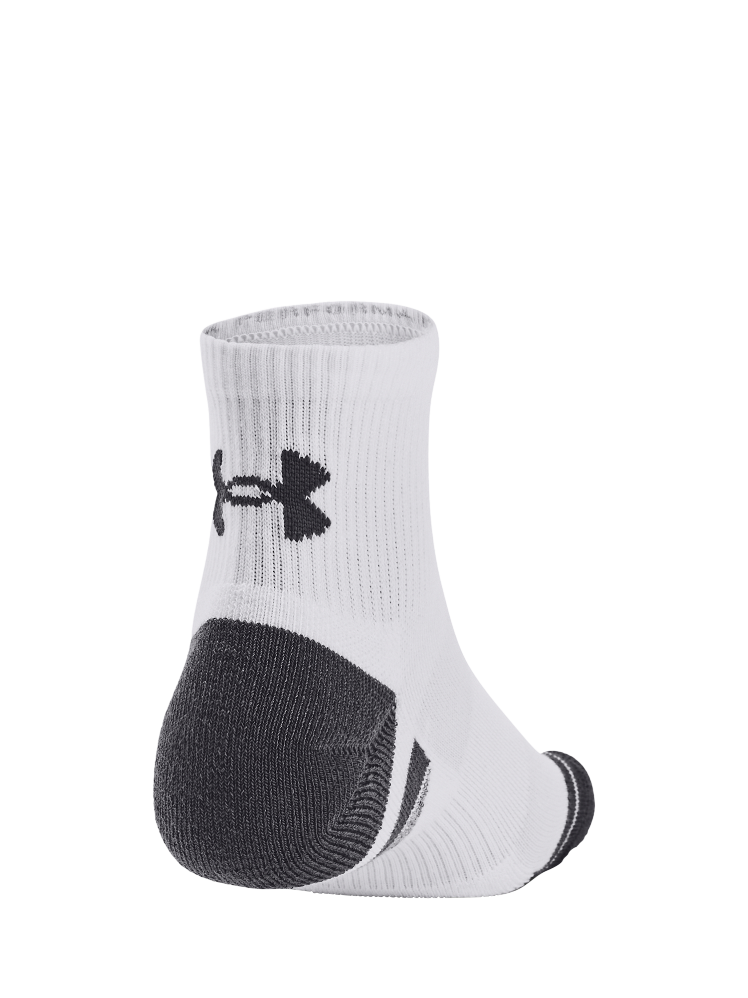 Product image 2 of 4, which shows Under Armour Per Tech Socks, Pack of 3, White / White / Jet, M