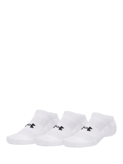 Under Armour Performance Tech Trainer Socks, Pack of 3, White, White / White / Ulti