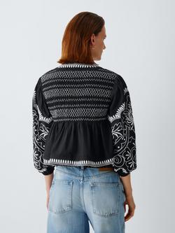 AND/OR Embroidered Cotton Blouse, Black/White - view 2, Black/White