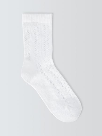 John Lewis Kids' Cotton Rich Pelerine Ankle Socks, Pack of 5, White, White