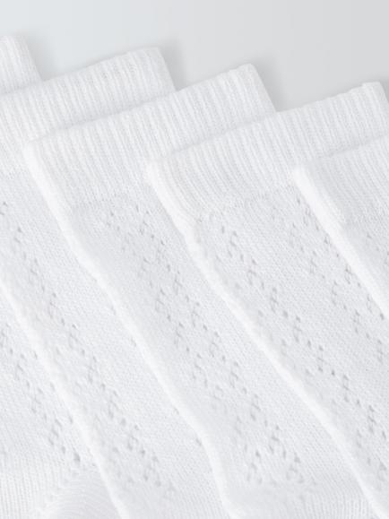 John Lewis Kids' Cotton Rich Pelerine Ankle Socks, Pack of 5, White - view 2, White