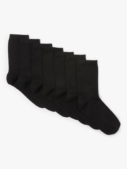 John Lewis Kids' Cotton Rich Ankle Socks, Pack of 7, Black, Black