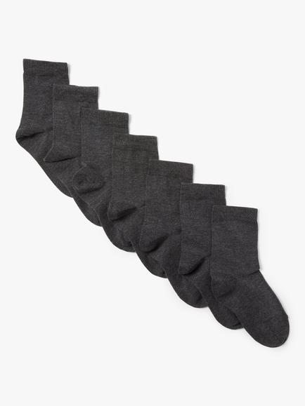 John Lewis Kids' Cotton Rich Ankle Socks, Pack of 7, Charcoal
