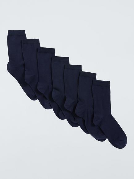 John Lewis Kids' Cotton Rich Ankle Socks, Pack of 7, Navy