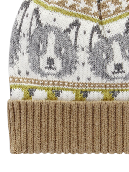 Purebaby Kids' Sheep Dog Beanie Hat, Herding Fairisle - view 2, Herding Fairisle