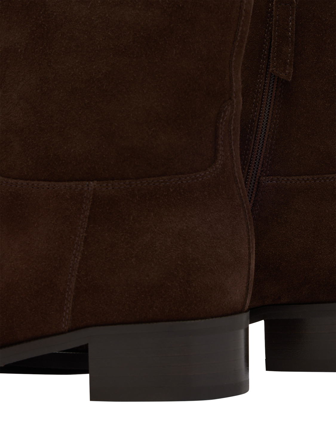 Product image 4 of 4, which shows Russell & Bromley Edenhall Suede Side Zip Heeled Ankle Boots, Brown, 7