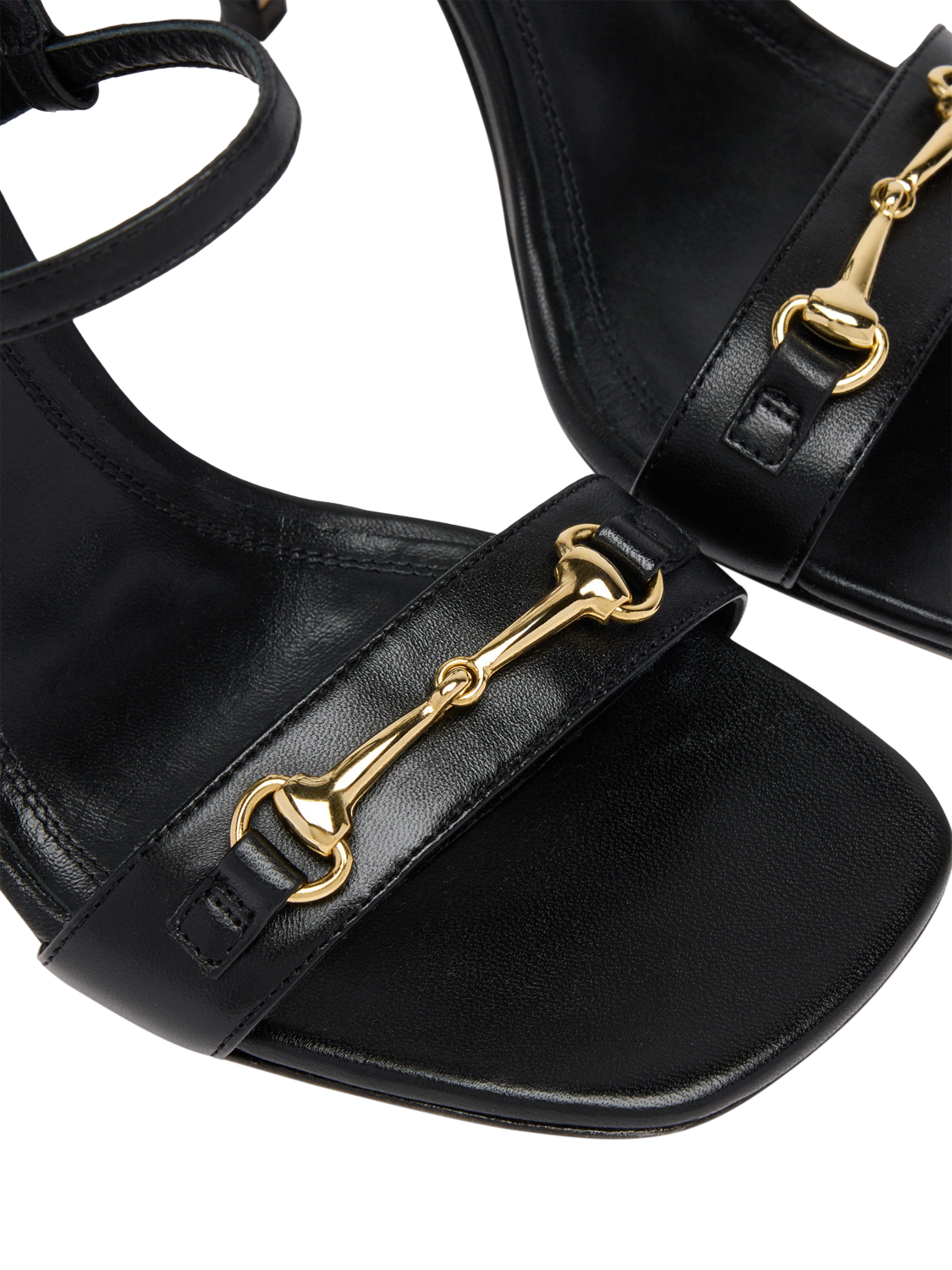 Product image 4 of 4, which shows Russell & Bromley Etterby Leather Two Part Snaffle Heeled Sandals, Black, 3