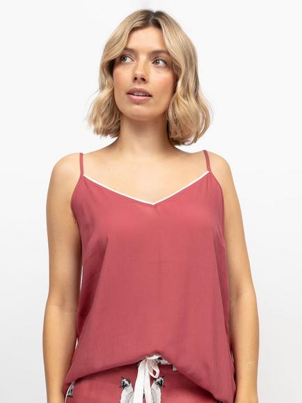 Cyberjammies Josie Modal Camisole Pyjama Top, Terracotta, Terracotta