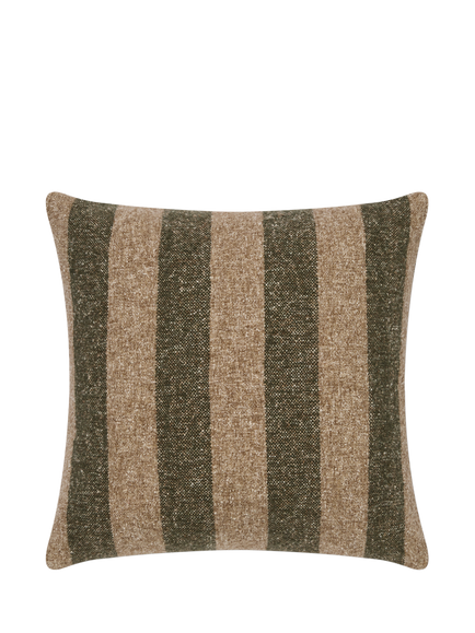 Piglet in Bed Flecked Stripe Wool Cushion Cover, Fern Green/Oatmeal