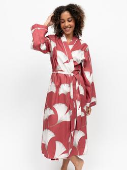 Cyberjammies Josie Leaf Print Dressing Gown, Terracotta/White, Terracotta/White